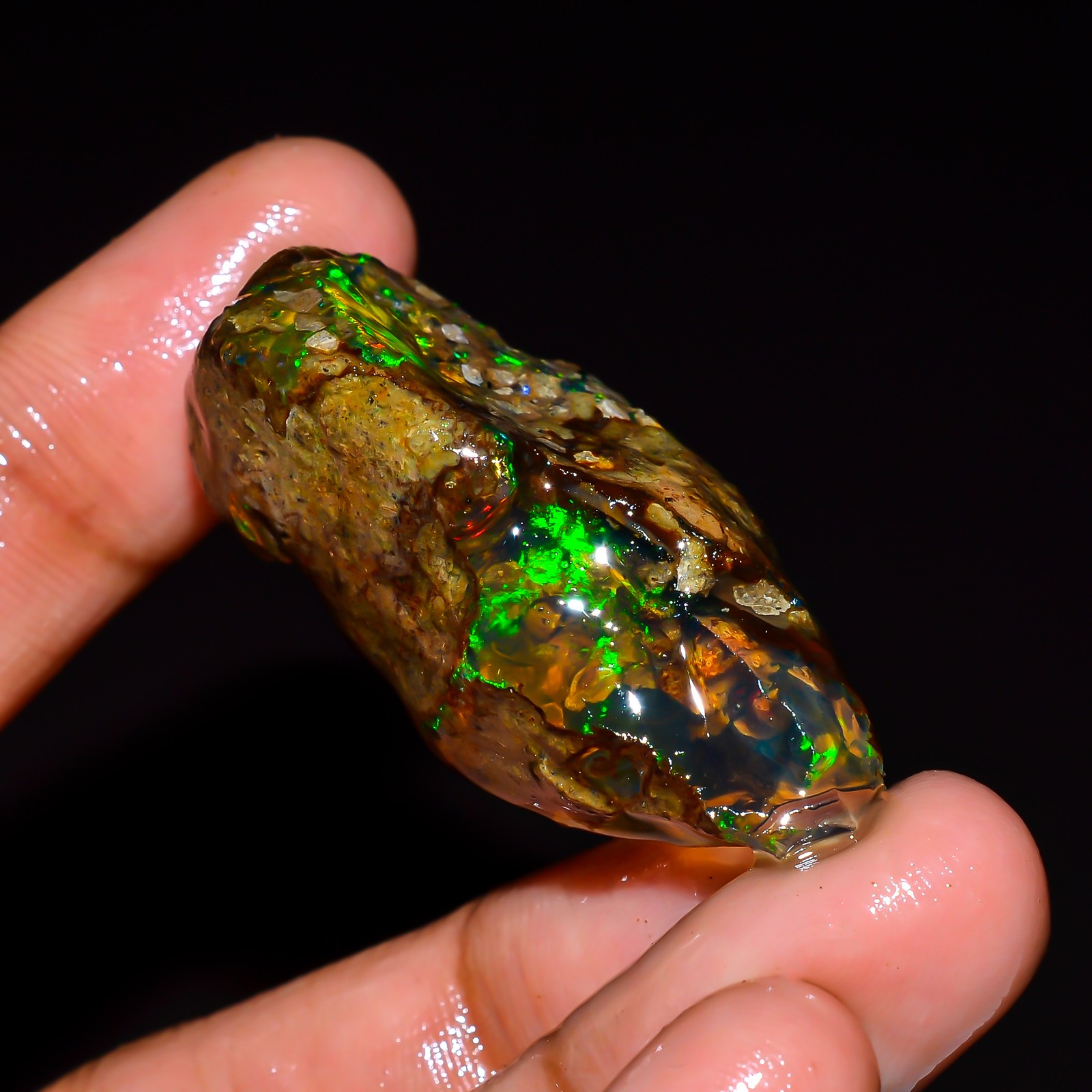 Terrific Natural Ethiopian Opal Loose Gemstone 54 Ct. 44X18X16 mm AO01-53
