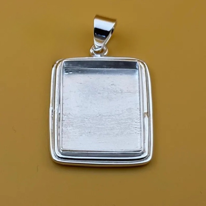 925 Sterling Silver Rectangle Bezel Pendant Blank DIY Cabochon Setting All Sizes