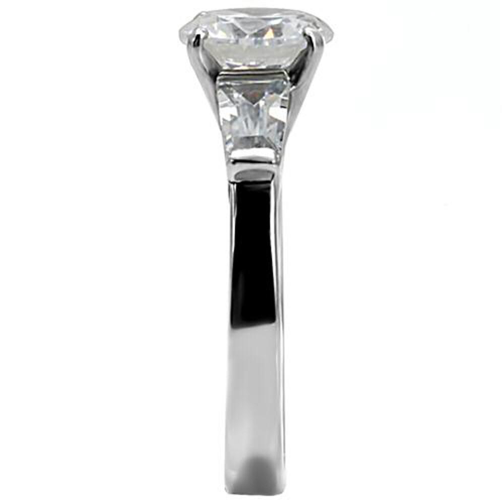 3 Ct Round & Baguette Cut CZ Stainless Steel Engagement Ring Women’s Size 5-10