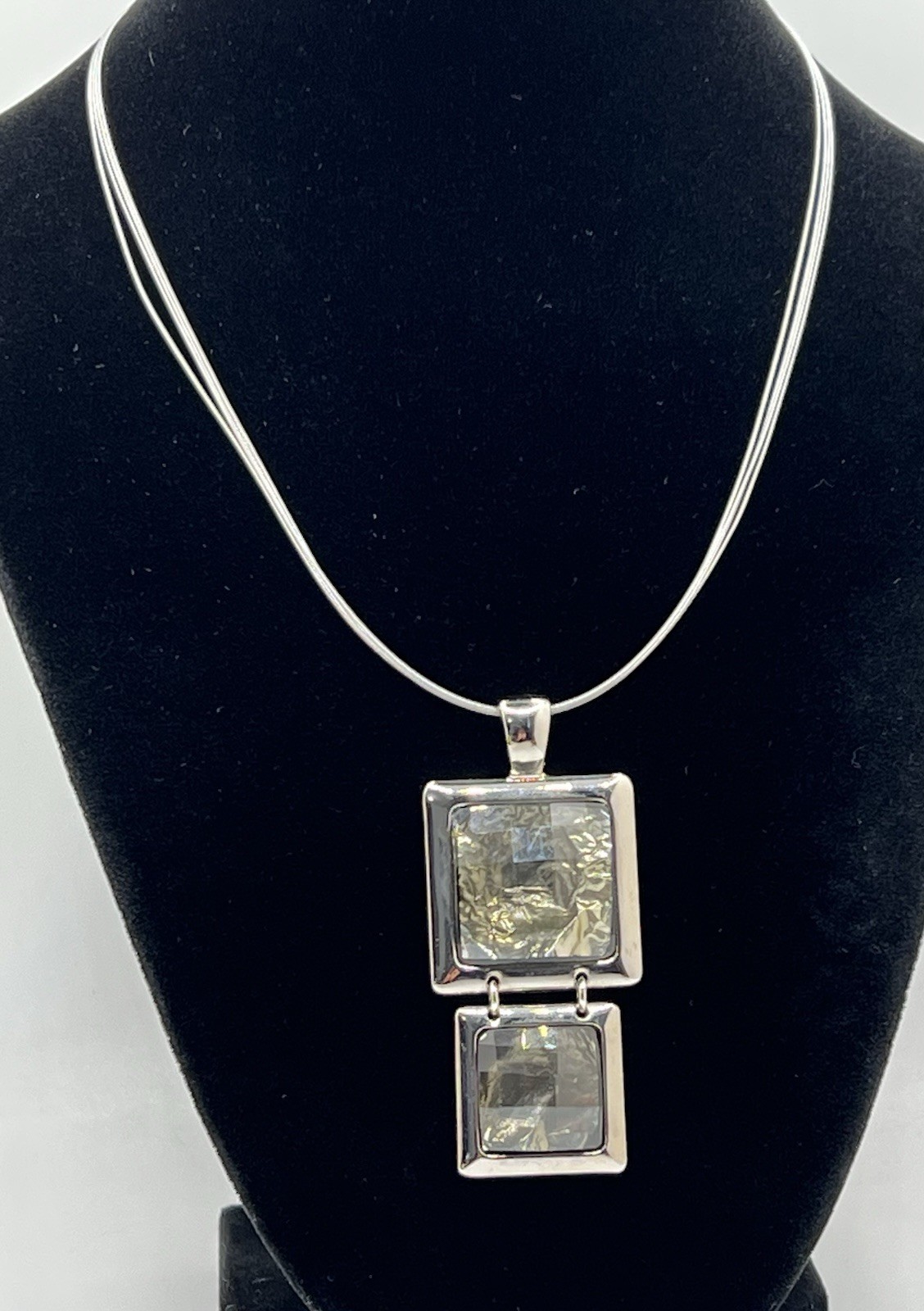 Lia Sophia “Reflex Love” Pendant Gray Color w/ LS Coated Wire 3-Strand Necklace