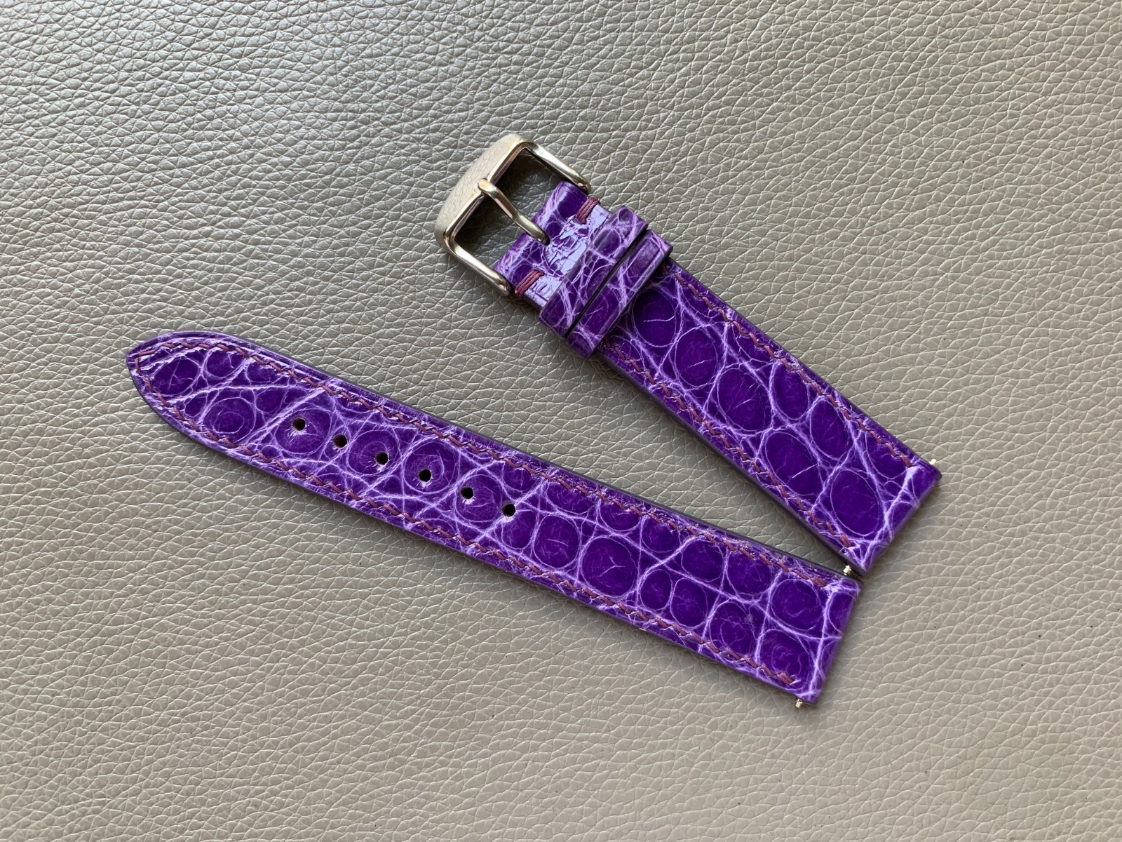 Purple Genuine Leather watch strap band Custom 10..16 17 18 19 20 21 22 23 24mm
