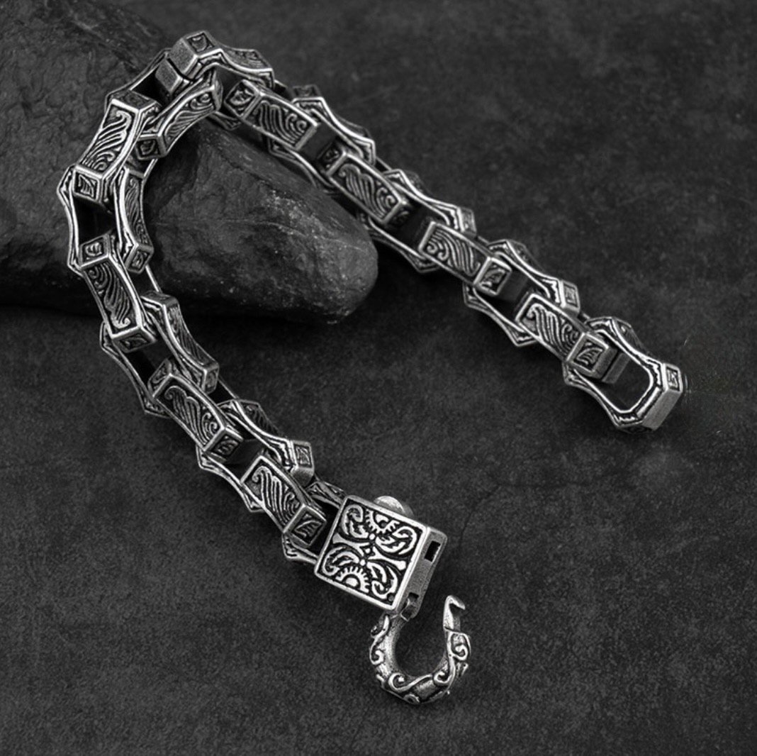 Vintage Chunky Wave Bracelet Stainless Steel 8-8.5in