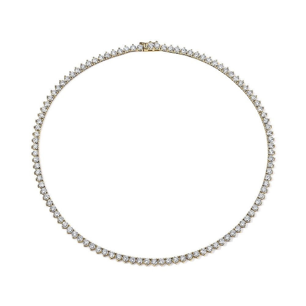 Lab Grown Diamond Tennis Necklace D VS 5.00 Carat 14k Gold Plated 20” Inch