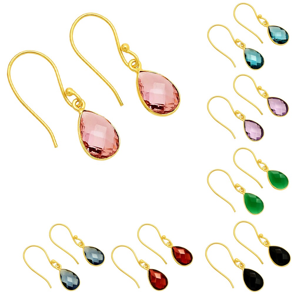 18K Gold Plated Faceted Teardrop Gemstone Earrings – Desiregem USA TGE1020