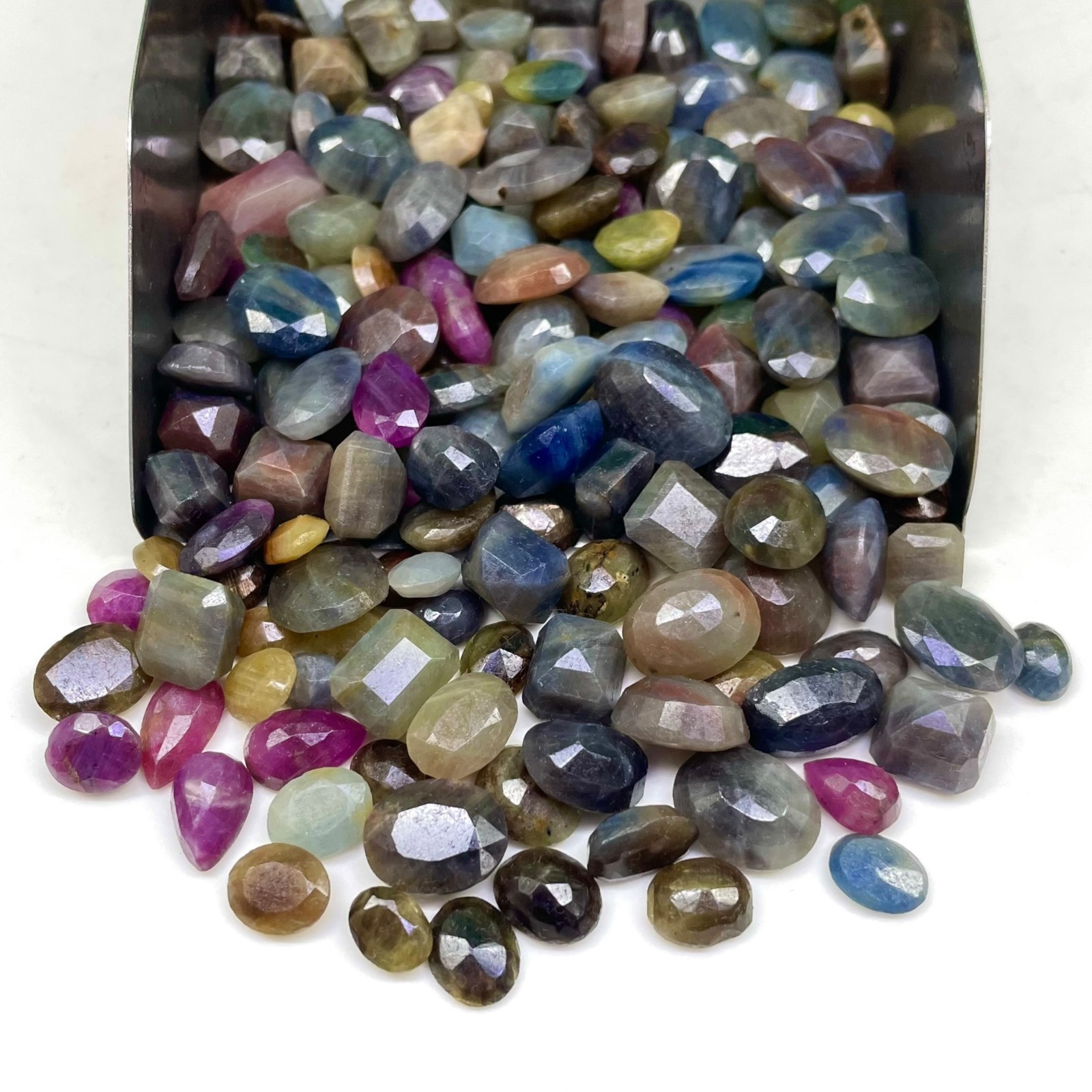 Natural Unheated Multi Color Sapphire Lot 100 Cts Faceted Gemstones 9-15mm 12 Pc