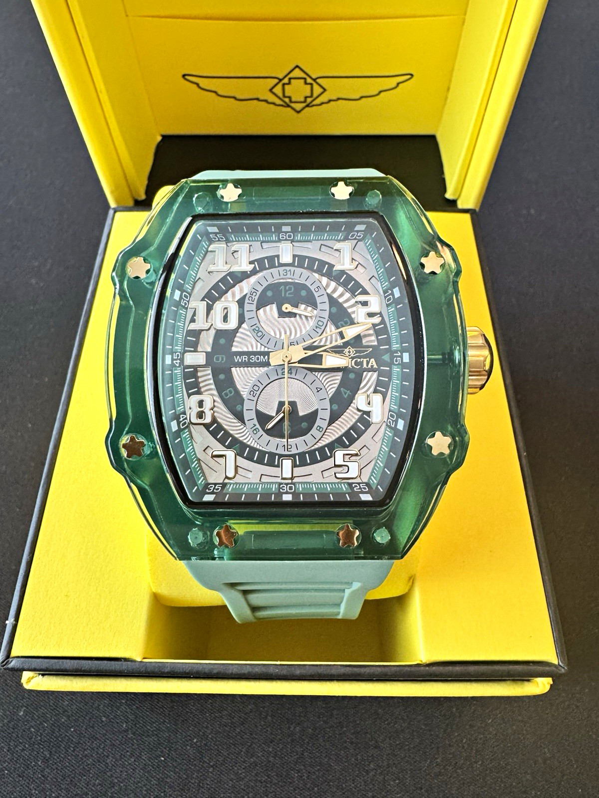 Invicta Racing Cyclone Men’s Watch 48.5 Green/Black Dial Silicone IN-48710