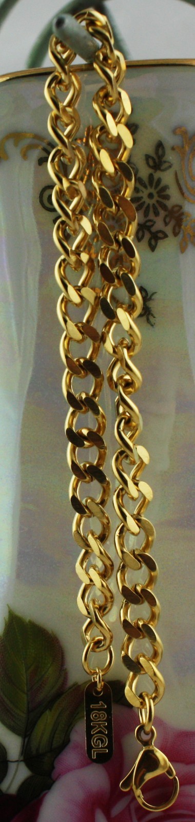 Chain Necklace Bracelet 18k gold plated Link Curb Cuban 4mm 7-36” Men’s