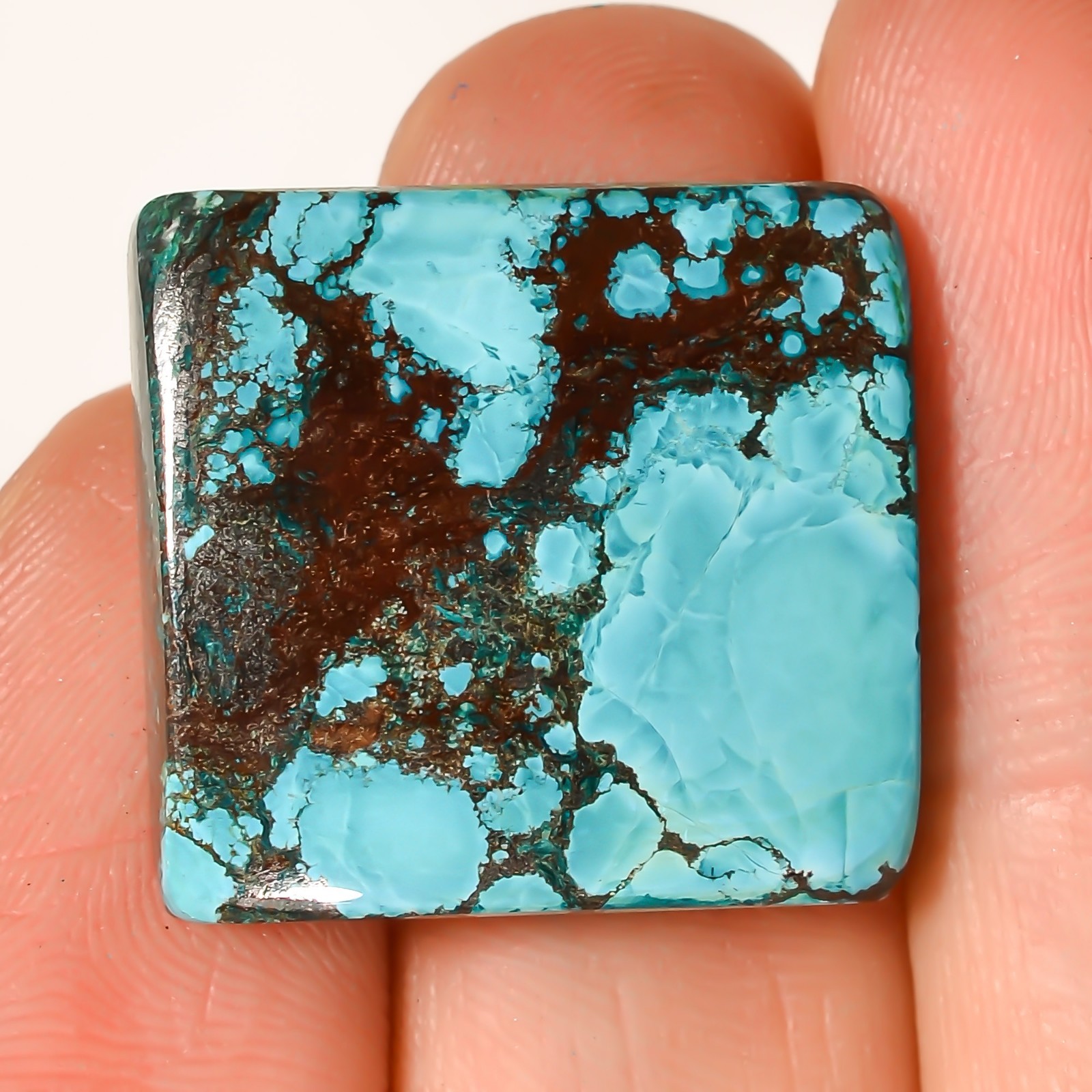 30.80 CTS Beautiful NATURAL TIBET TURQUOISE Cushion Cabochon Gemstone 20X22X5 mm