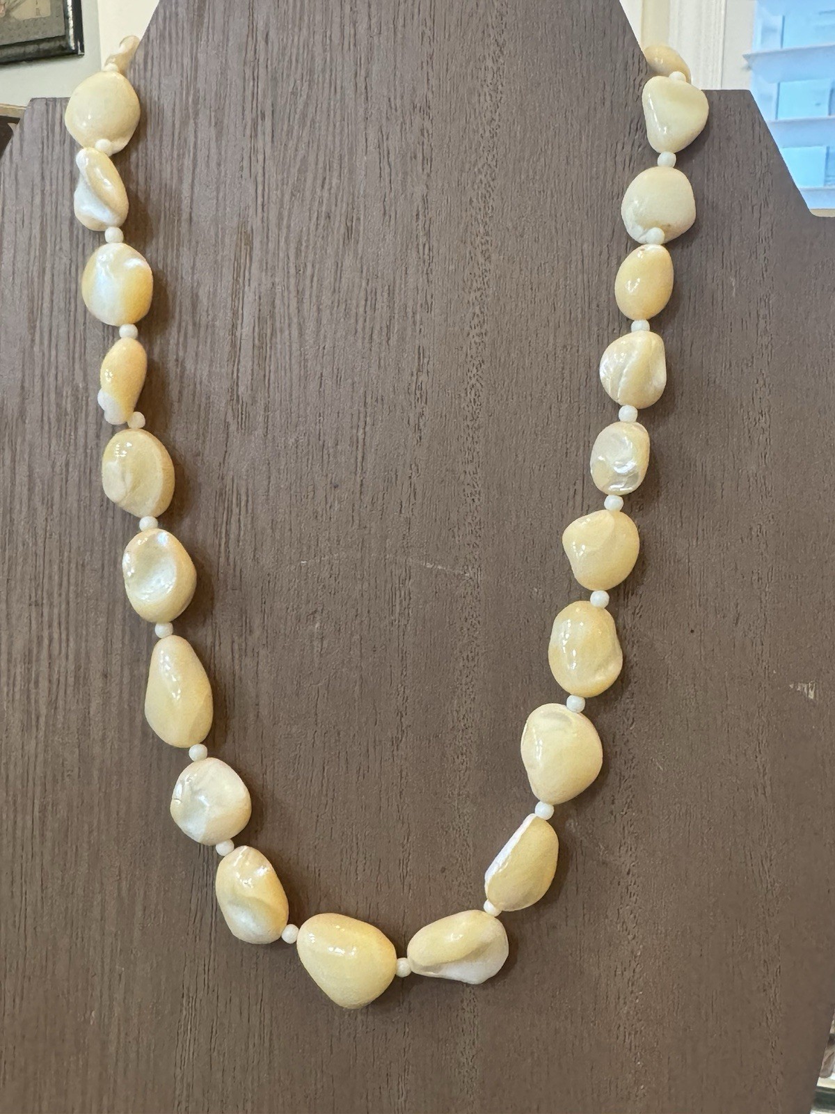 Mother of Pearl Necklace Gold Tone Lobster Clasp