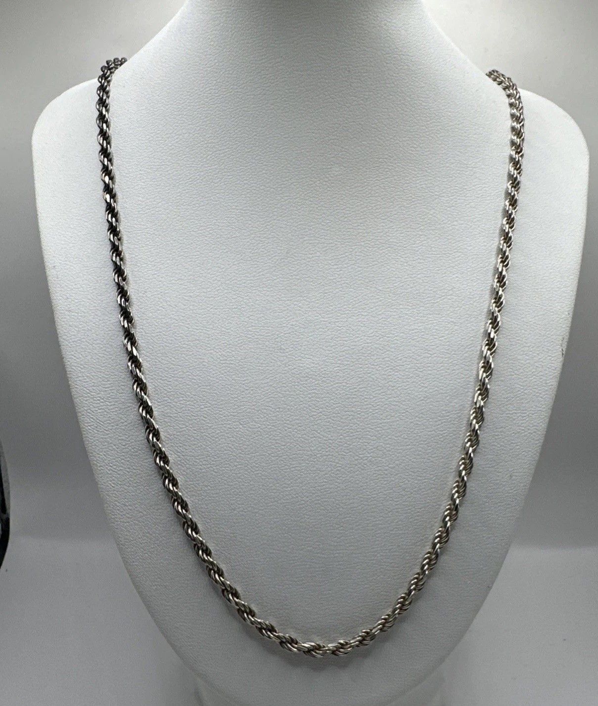 Sterling Silver 3.2mm Rope Link Chain Necklace 26.92g /30in