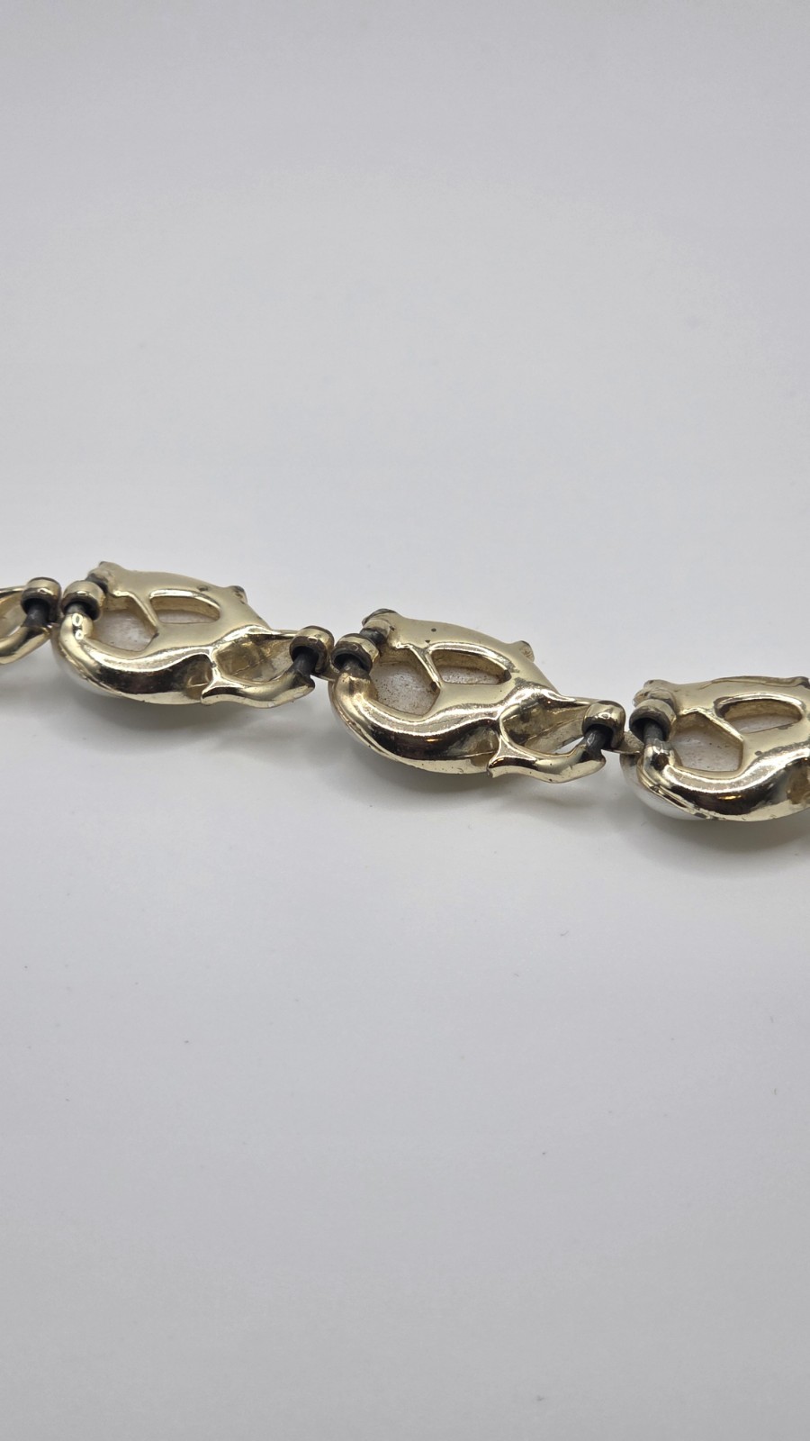 Vintage Coro Heart Bracelet White Enamel Faux Pearl Gold Tone With Safety Chain