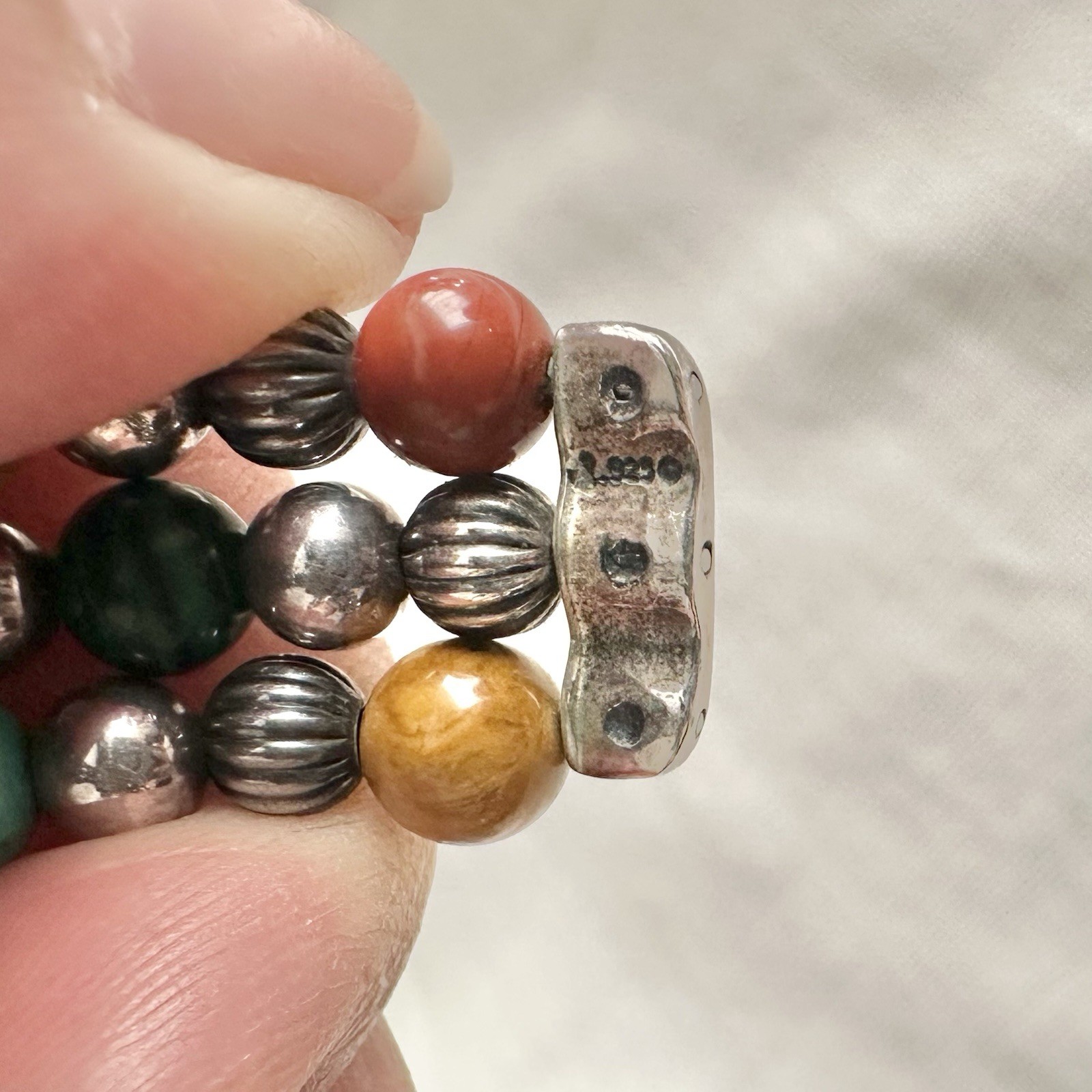 NEW” Carolyn Pollack Sterling Multi Gemstone Beaded Memory Wire Bracelet # 108