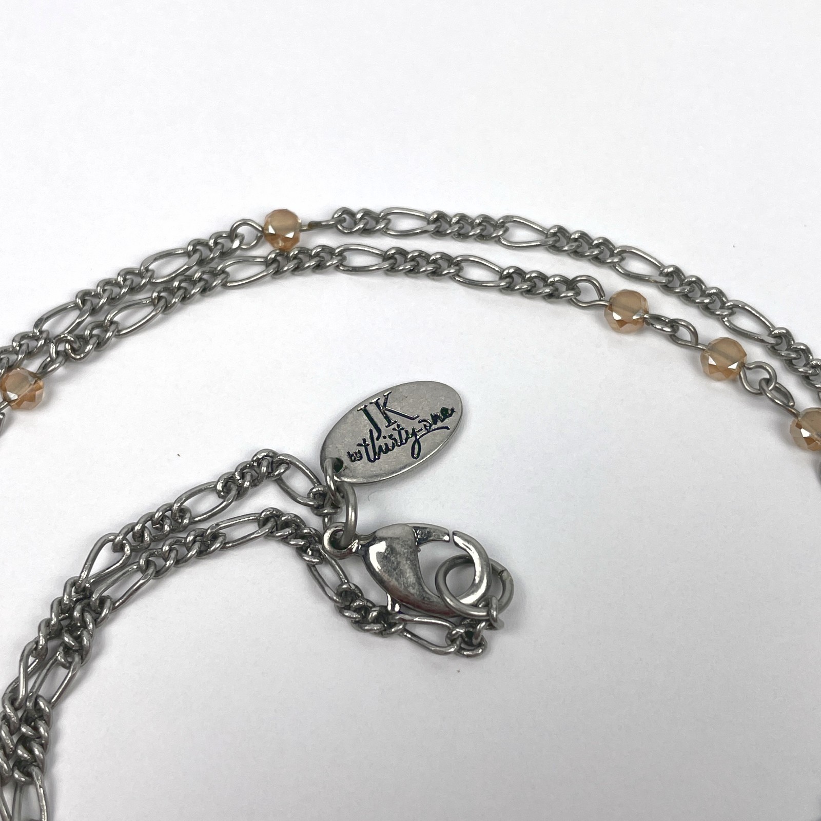 JK By Thirty-One Loving Heart Two-Tone Necklace 34″ Chain Hammered Pendant
