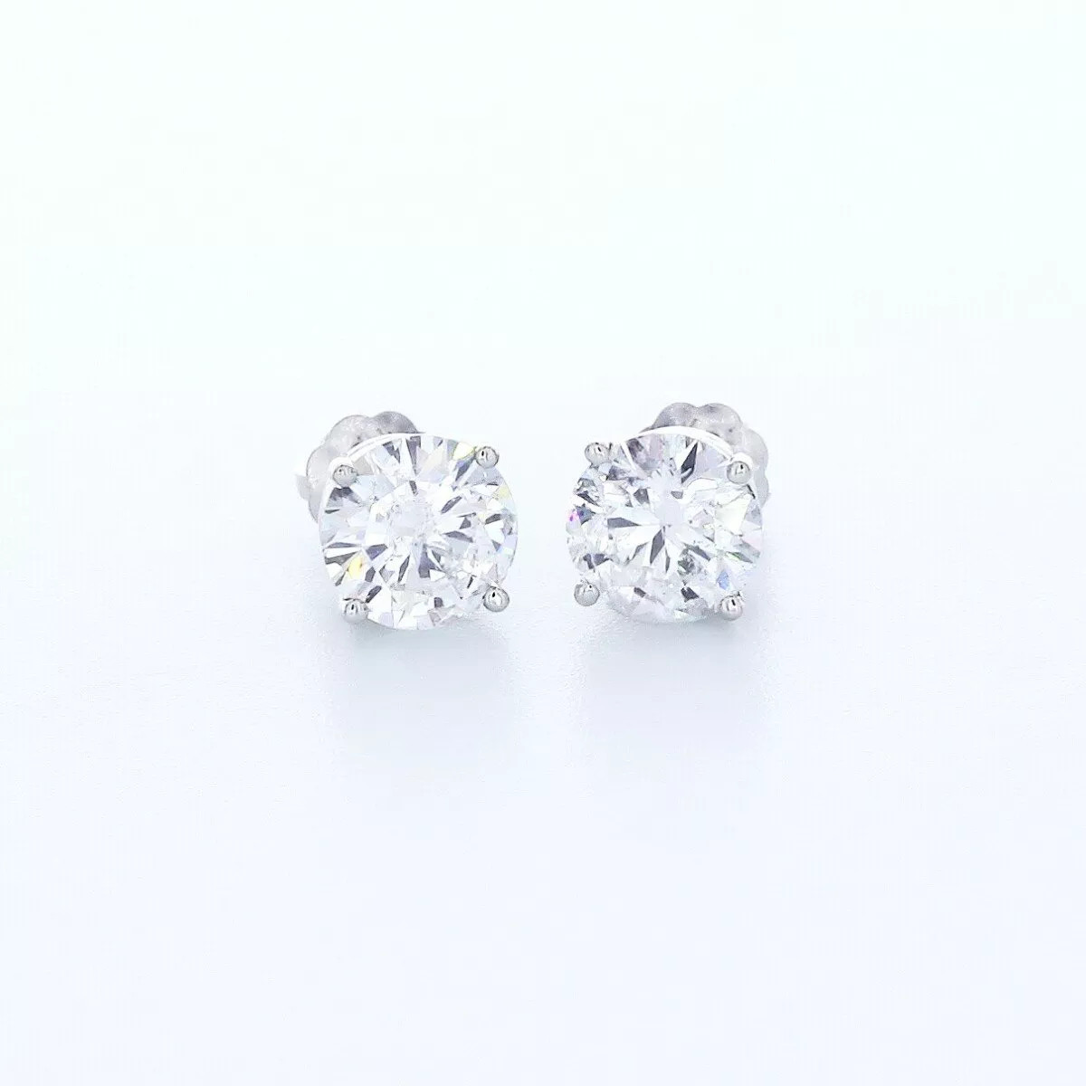 Solid 14K White Gold Stud Earrings Classic 2.75 Carat Round Natural Diamond D I1