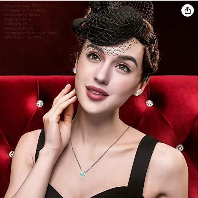 QIANSE Necklaces for Women, 925 Sterling Silver Crystal from Austria Necklaces,