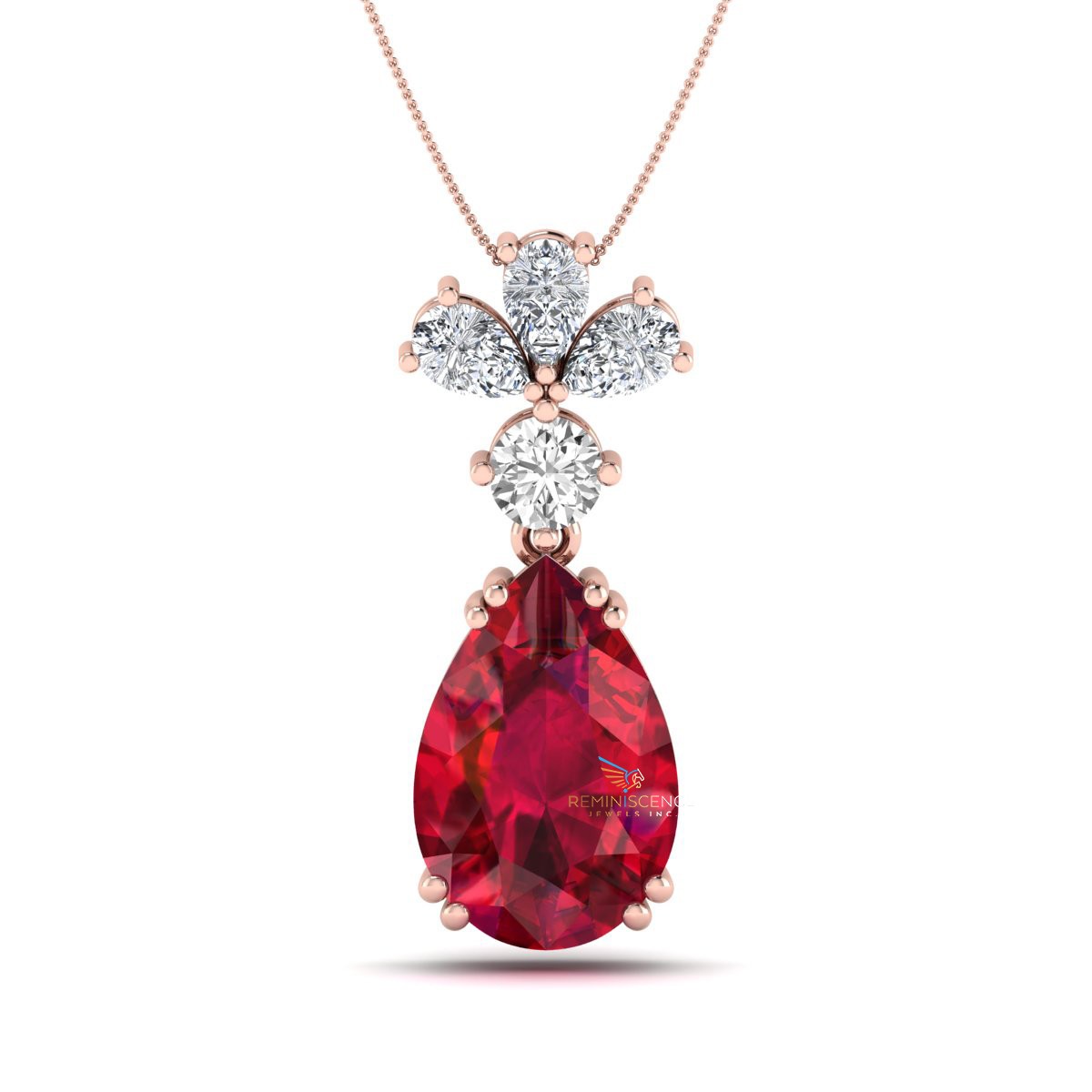 Pear Cut Lab Grown Diamond 14K White Gold Stylish Teardrop Women’s Necklace