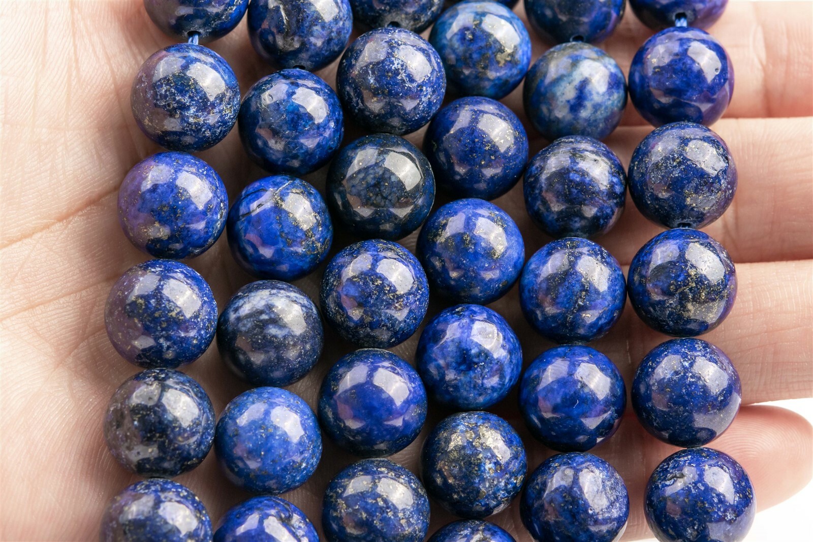 12-13MM Deep Blue Lapis Lazuli Beads Grade A Nugget Round Gemstone Loose Beads