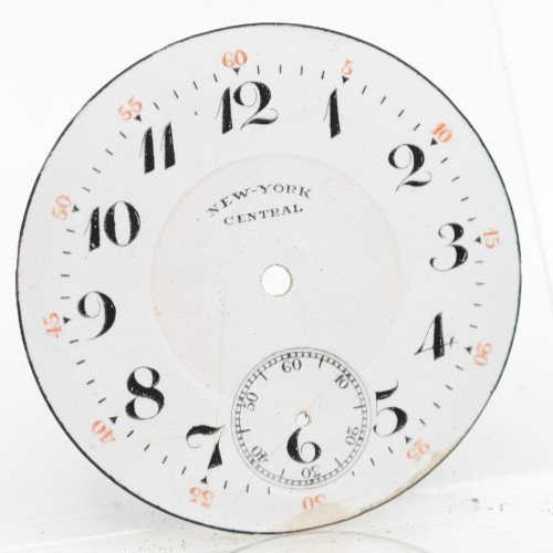 NEW YORK CENTRAL RAILROAD PORCELAIN POCKET WATCH DIAL 45.4mm (IK)