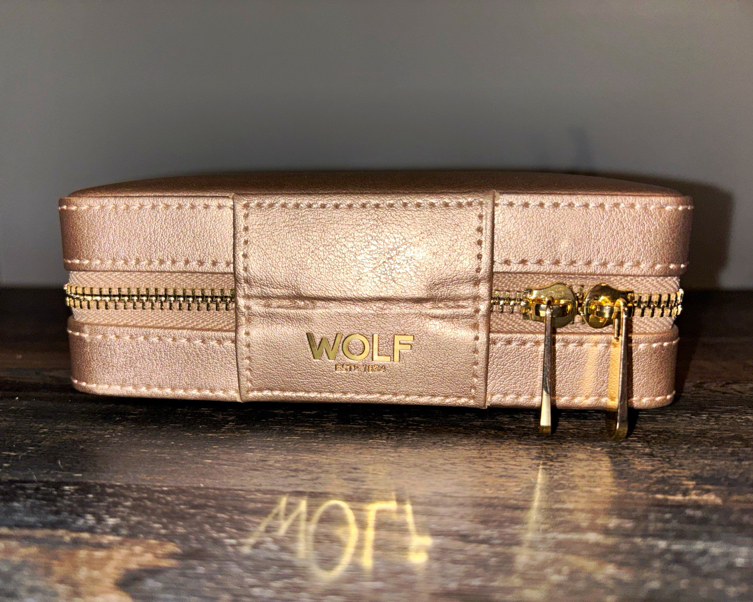NEW Wolf Jewelry Zip Case Rose Gold