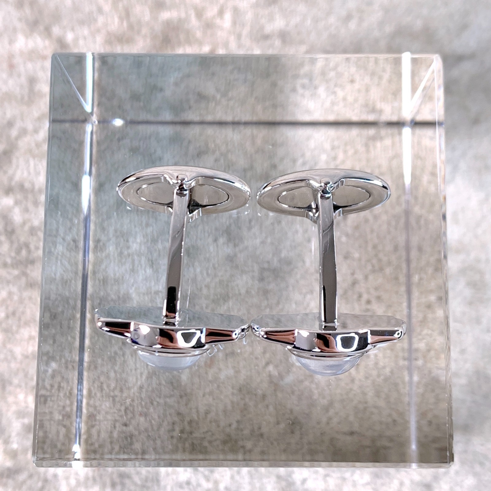 Alfred Dunhill Cufflinks Silver Moonstone with Case