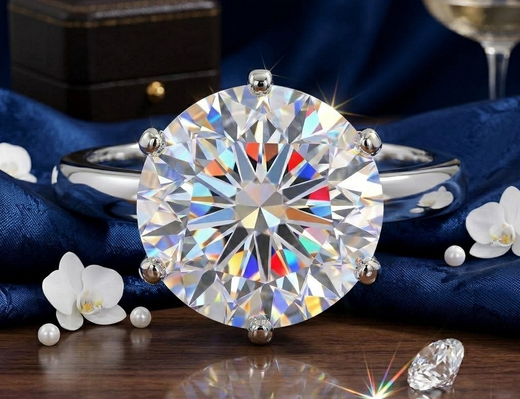 5.00 Ct Certified Round Cut White Natural Diamond Ring VVS1 White Gold Finish