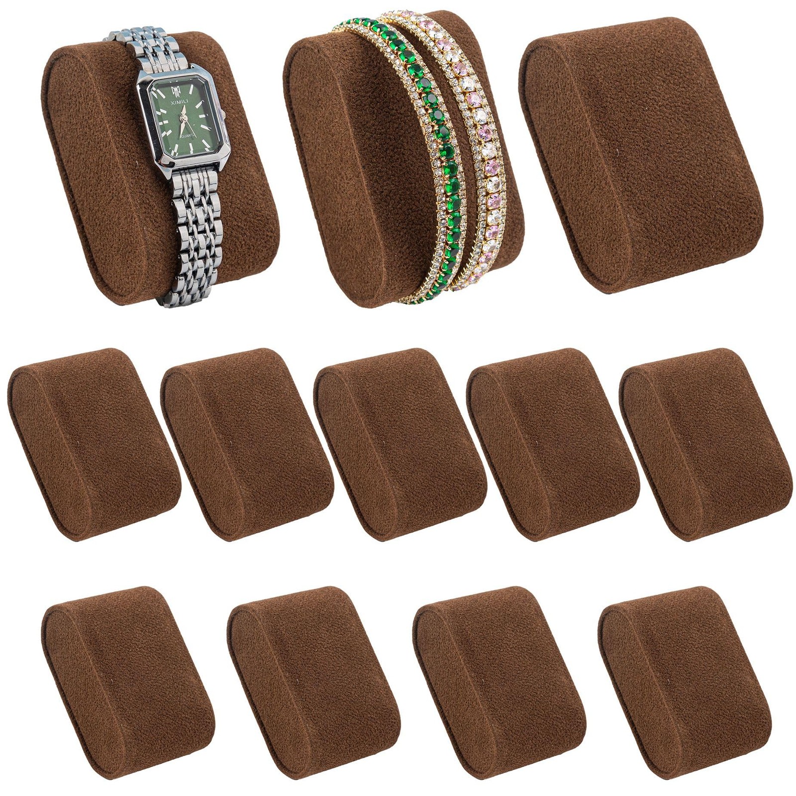, 12 Pack Brown Velvet Bracelet Pillows Watch Display Bangle Jewelry Pillow C…