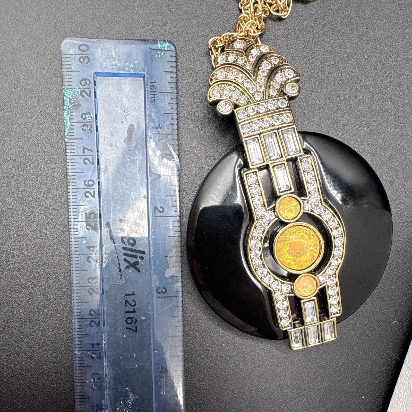 Real Collectibles by Adrienne Black Onyx & Opal Large Pendant and Necklace