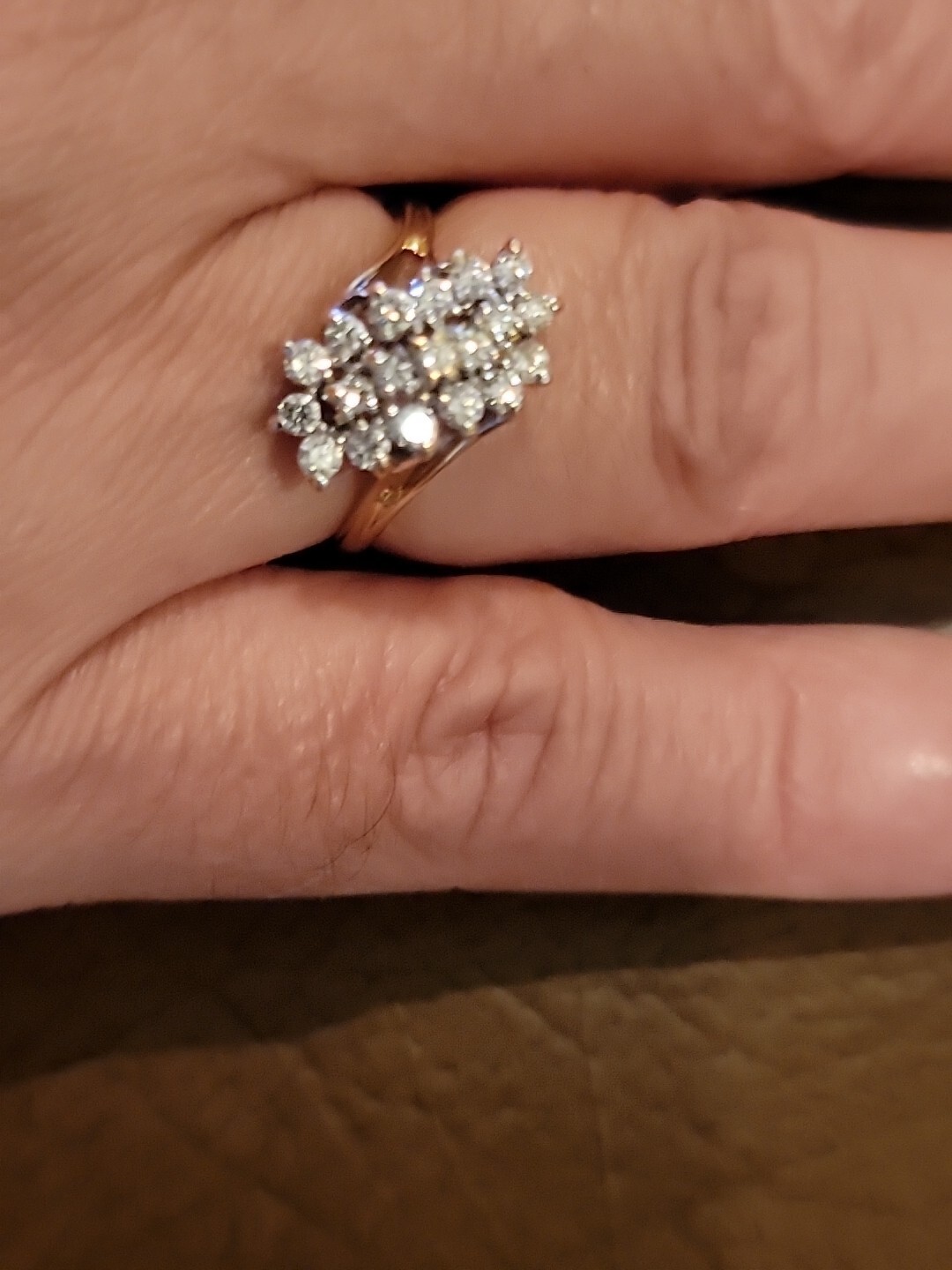 Diamond Waterfall Cluster Cocktail Ring 4.40 Grams 14k Gold .50 In Diamonds