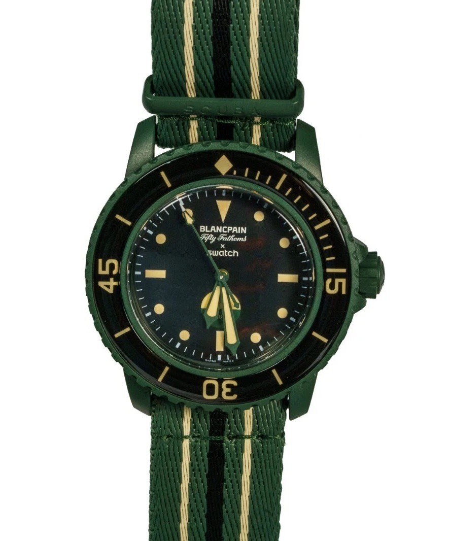 Blancpain x Swatch Scuba Fifty Fathoms GREEN ABYSS Brand New Box Papers