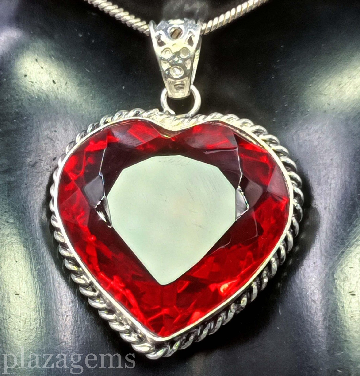90.00 Carat Natural Red Ruby Heart Pendant 925 Sterling Silver Gems 5NSJ