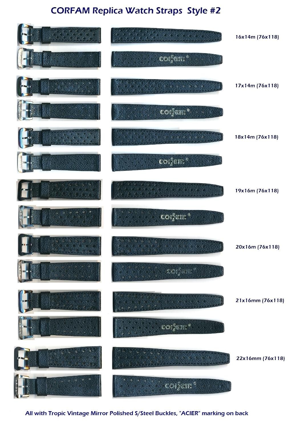 Genuine CorfaM® Straps Bands for Vintage & Reissue Omega Watches & Chronographs.