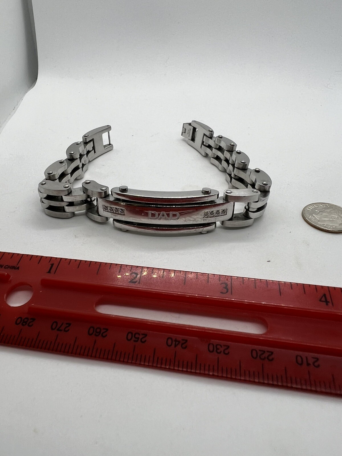 Stainless Steel Dad Bracelet With Diamonds
