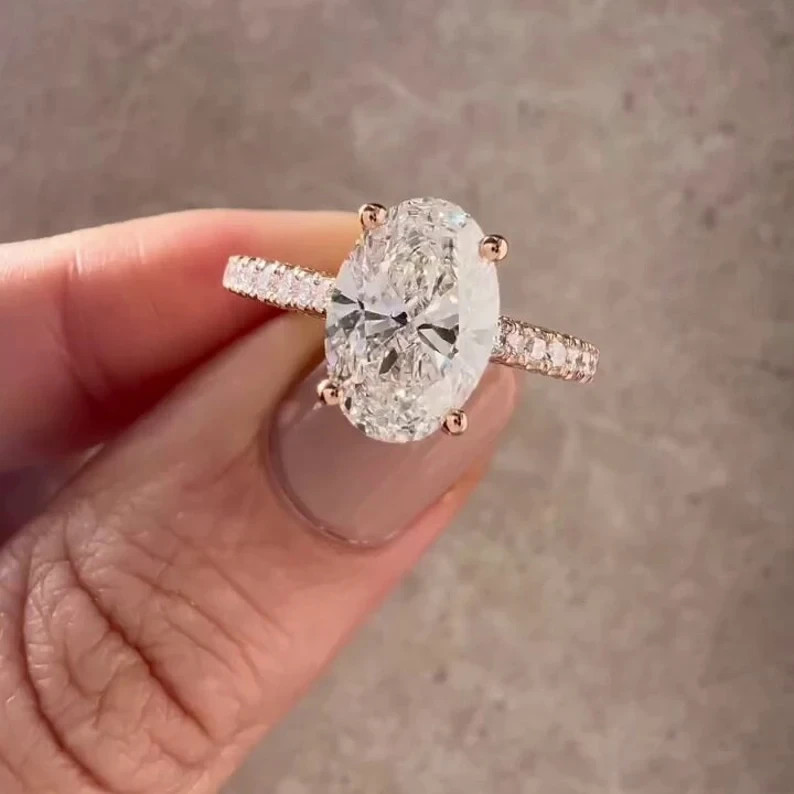 IGI 2.00 CT Oval Cut VS1 Lab Grown Diamond Solitaire Wedding Ring 14K Rose Gold