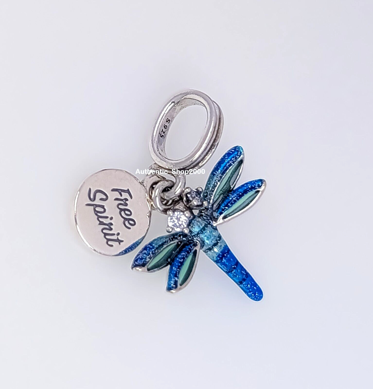 NEW 100% Authentic PANDORA 925 Free Spirit Blue Dragonfly Dangle Charm 793745C01