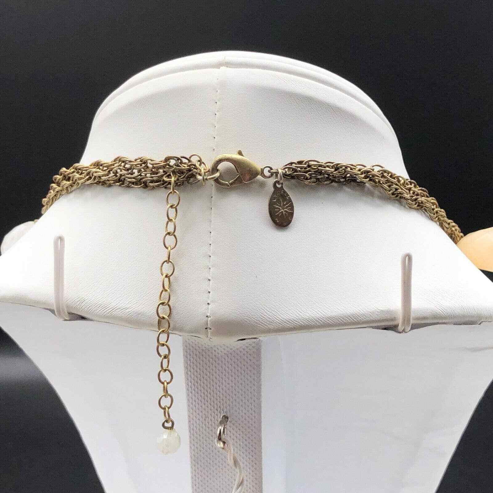 Lydell NYC 3 Strand Necklace Pastel Peach Milky Clear Faceted Briolette Beads