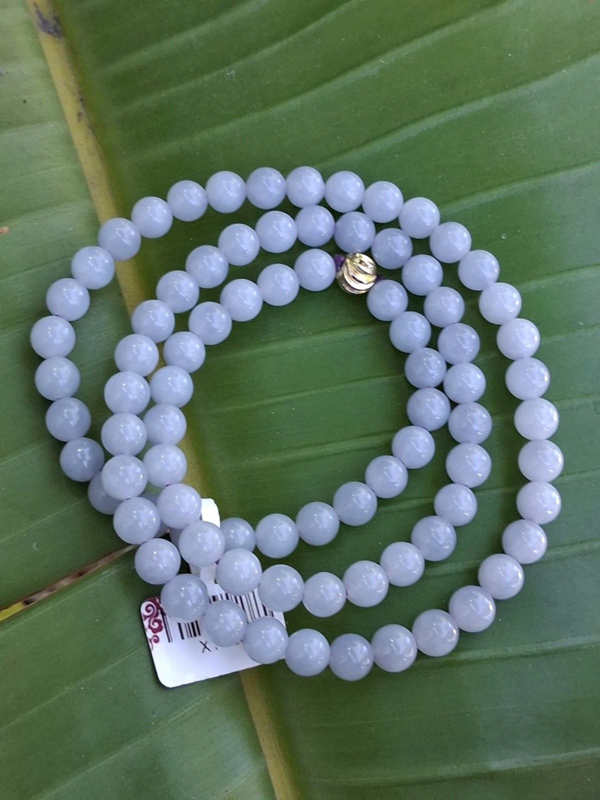 Certified Jadeite Round Beaded Strand Necklace, with Gold-Tone Clasp 25in, 7.6mm