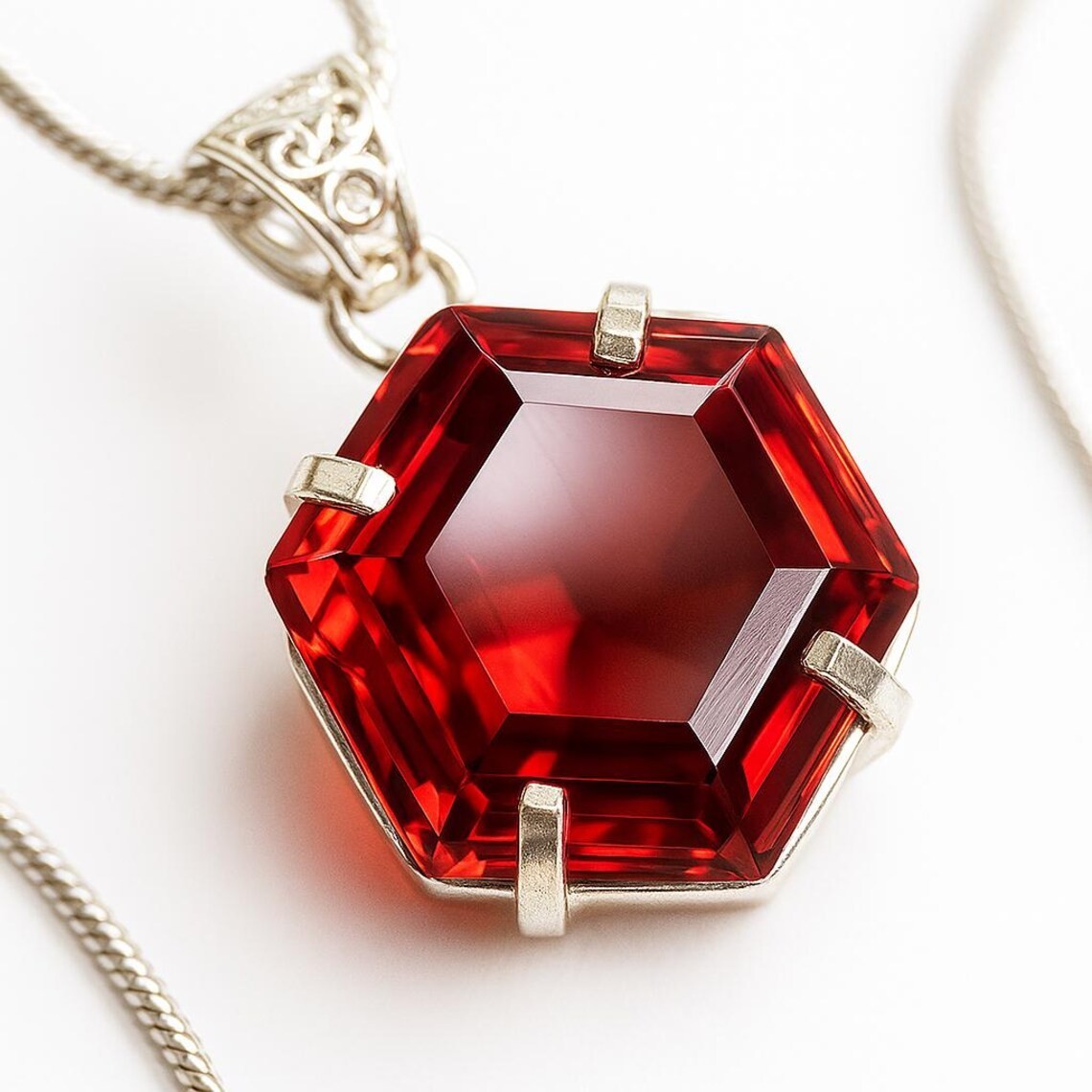 60+ Ct Red Topaz Color Glass German Silver Fancy Shape Gemstone