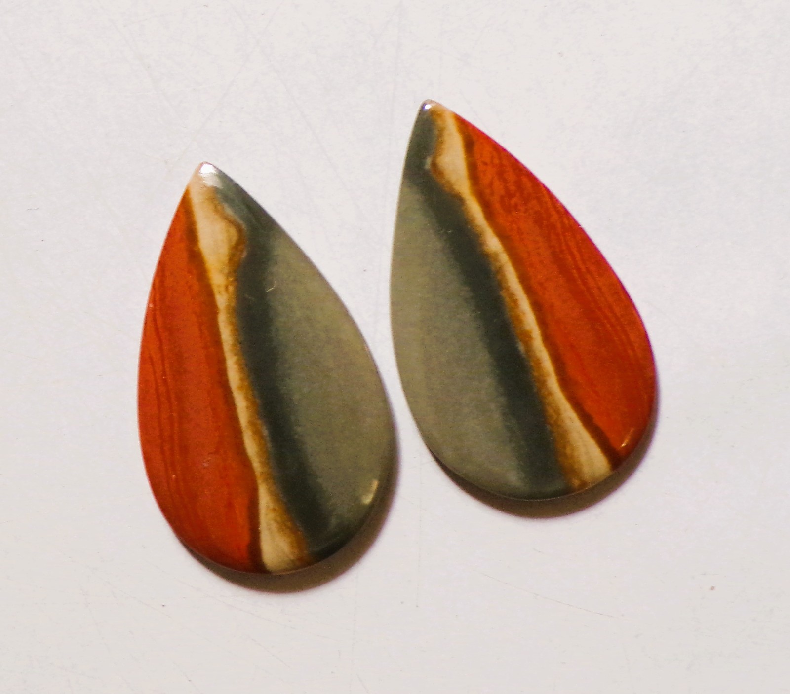 41.25 Cts Natural Polychrome Jasper Cabochon Match Pair Gemstone 35X21MM 24