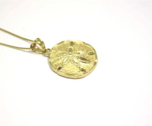 11.50MM 14K YELLOW GOLD HAWAIIAN SAND DOLLAR CHARM PENDANT DIAMOND CUT