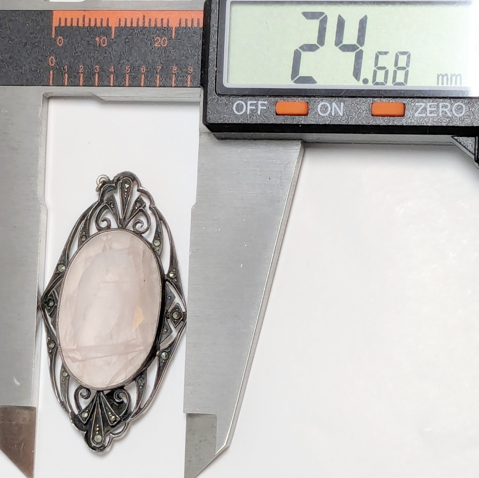Vintage Sterling Silver Pink Quartz Germany Clasp Missing stone For fix or parts