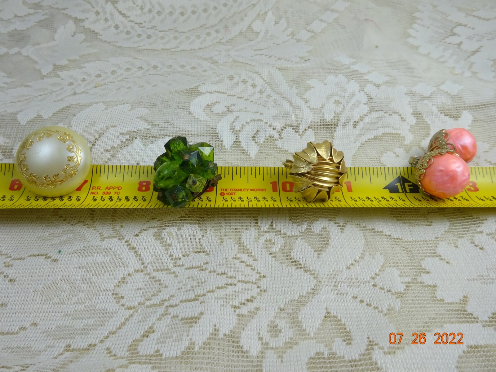 Vintage Set of 4 Multi Material Gold Tone Clusters Earrings Clip and Screw On