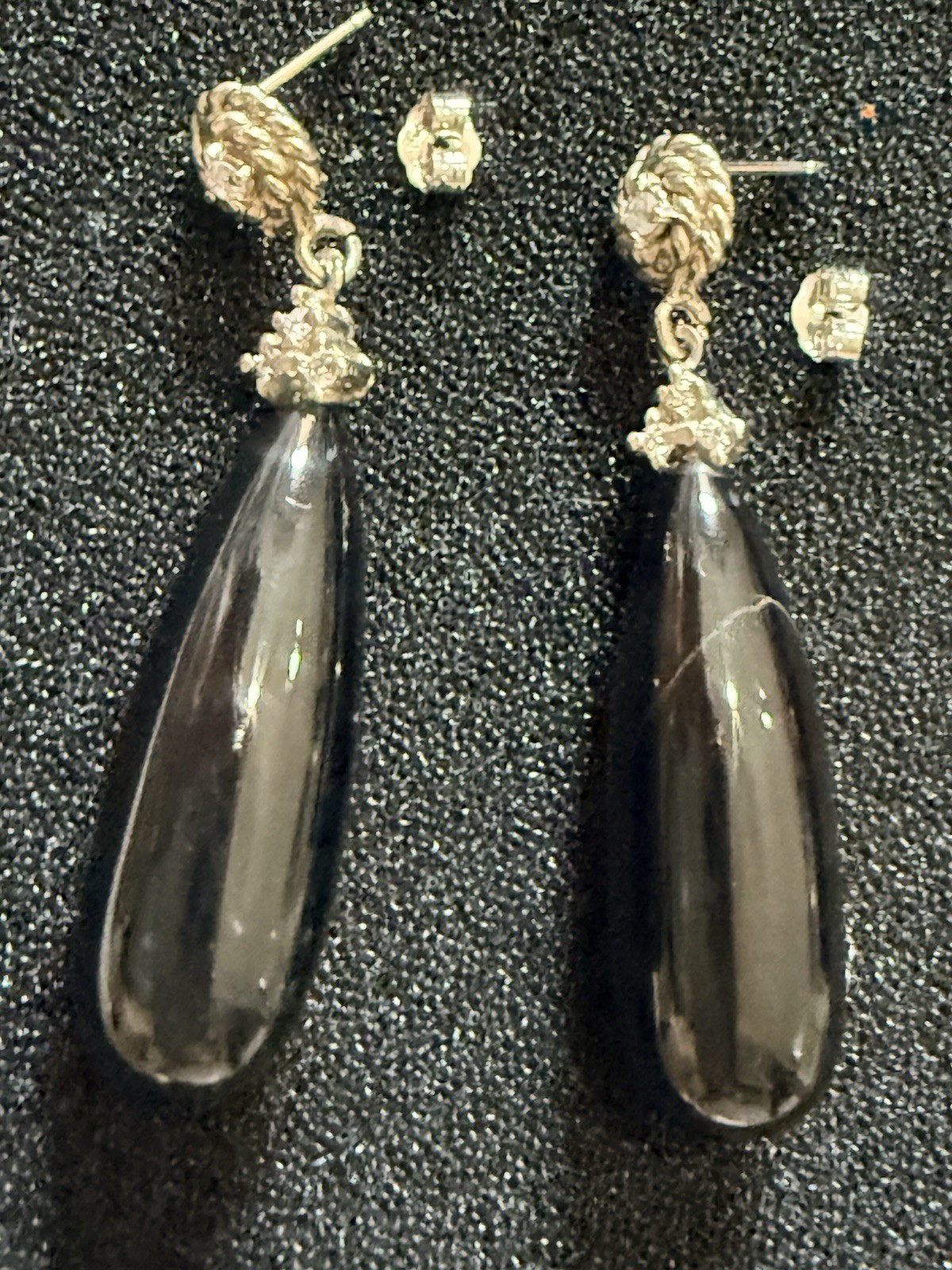Vintage 14K White Gold Black Onyx & Diamond Drop Earrings, 62 CTTW, 13.69g