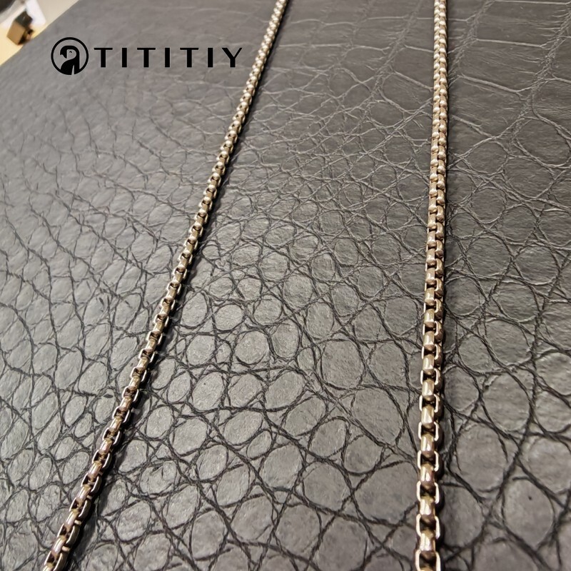 Pure Titanium Necklace 3mm wide Square Box Chain Anti Allergic Classics 19.7inch