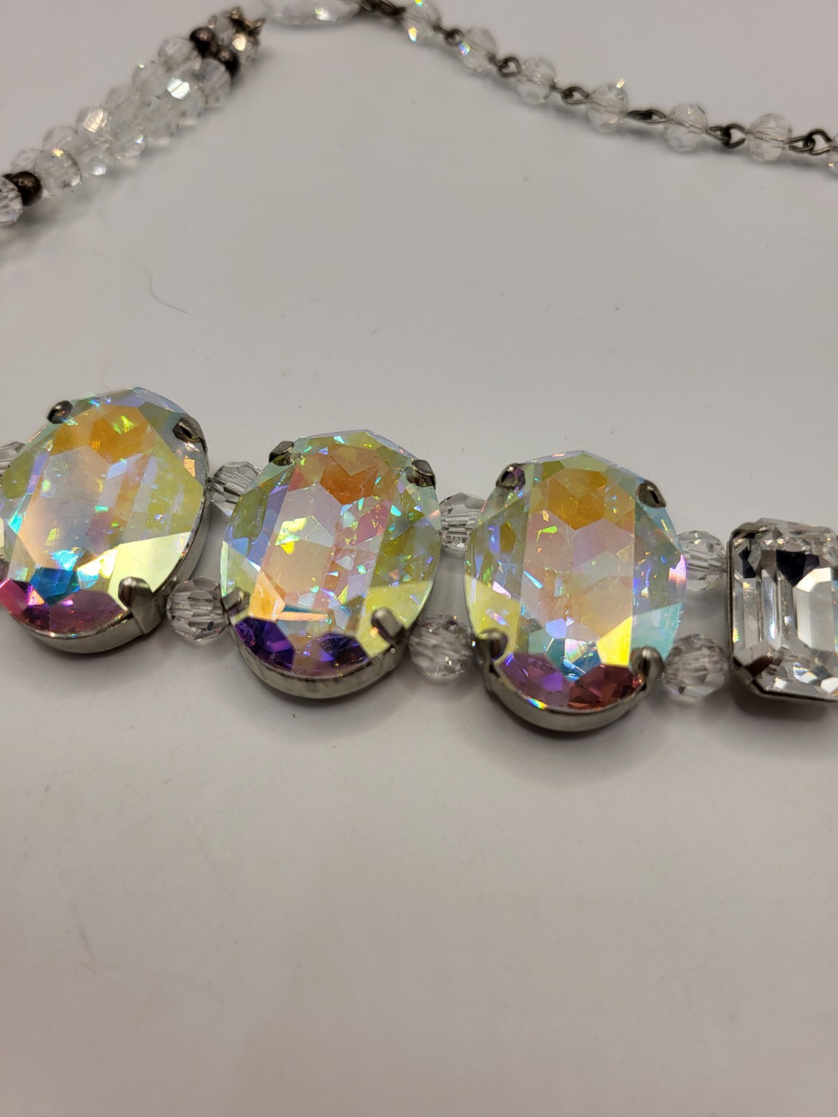 Y2K Signed TARINA TARANTINO Aurora Borealis (AB) Crystal Choker Necklace Vintage