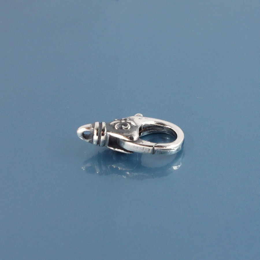 Antiqued Sterling Silver Lily Lobster Claw Clasp Connector 14.2mm #44104