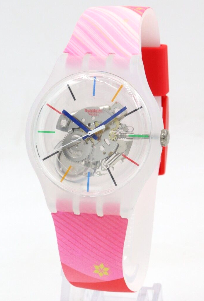 New Swiss Swatch Beijing 2022 RED RIVERS AND MOUNTAINS Silicone Watch SO29Z105