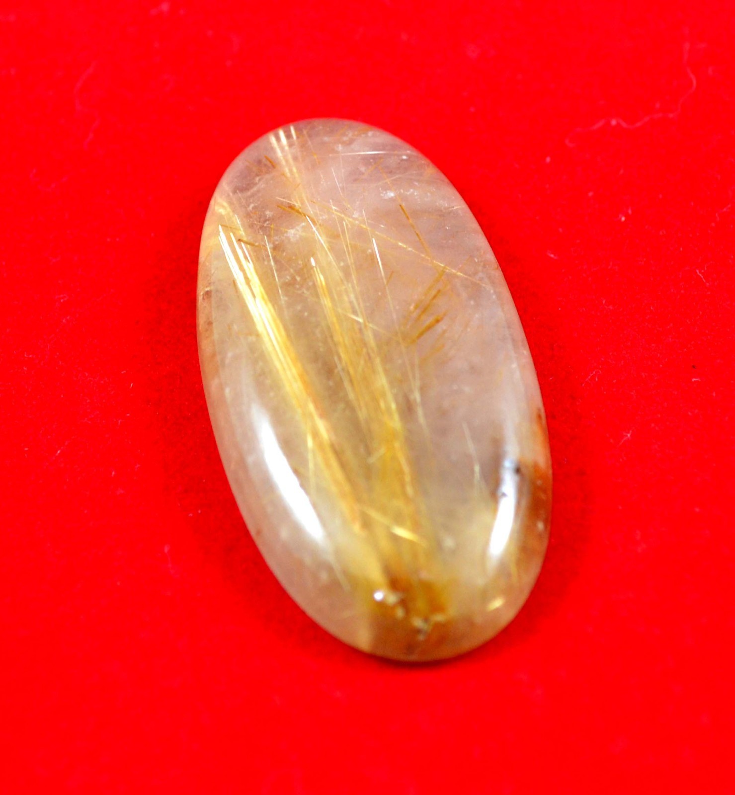 69Cts. Natural Cabochon Gemstone Golden Needle Rutile Oval 43x22mm-A1709