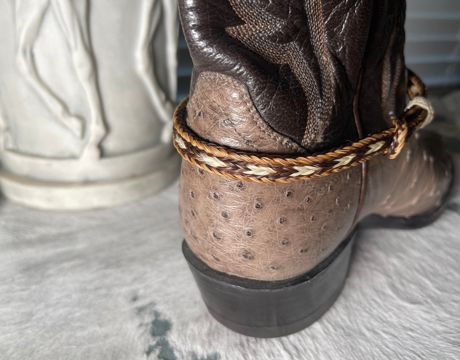 Western Boot Jewelry 15.5 x 3/8 in Horsehair Cowboy Adjustable Black Brown Cream