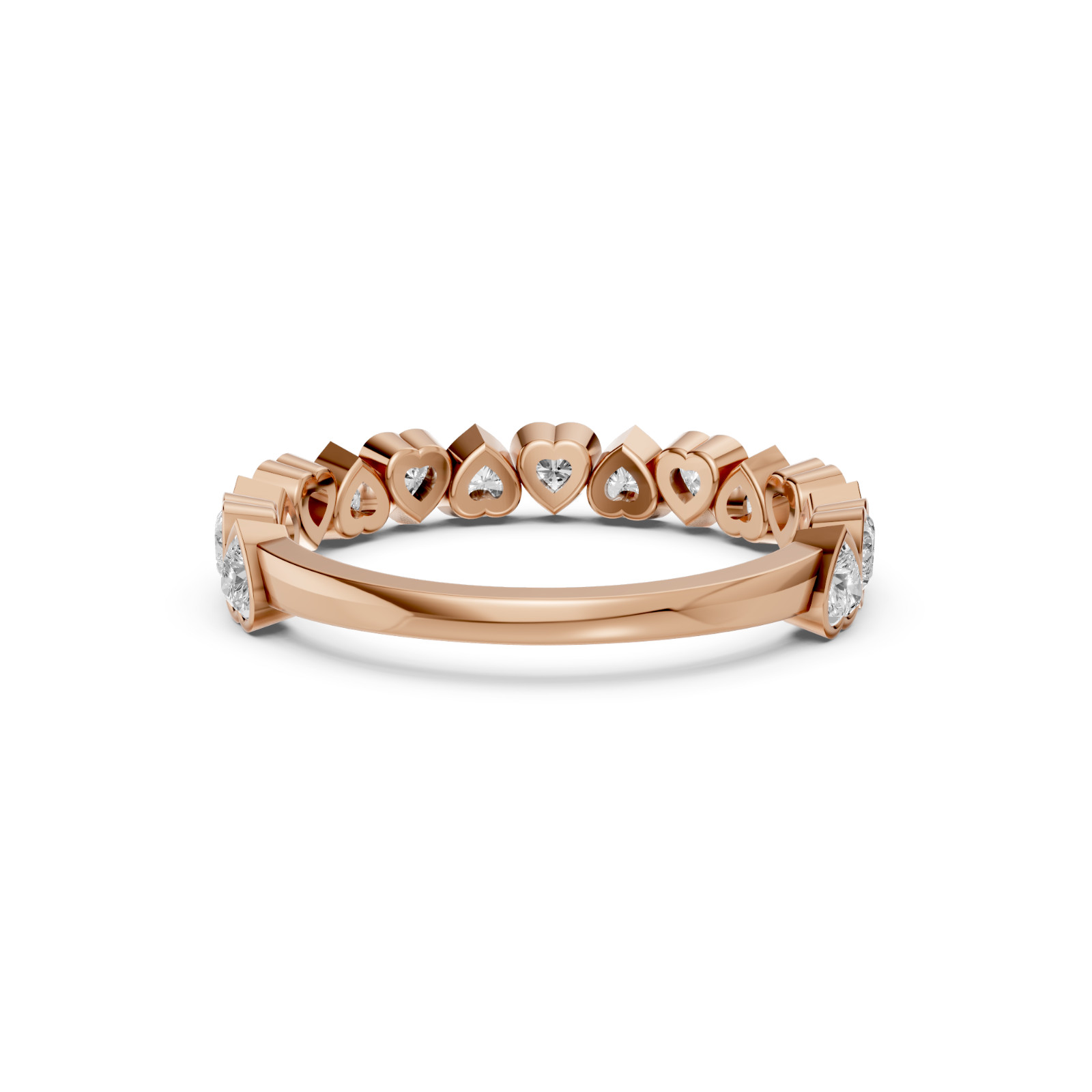 Shared Prong Set Heart Shape Lab Grown Diamond Half Eternity Stackable Band