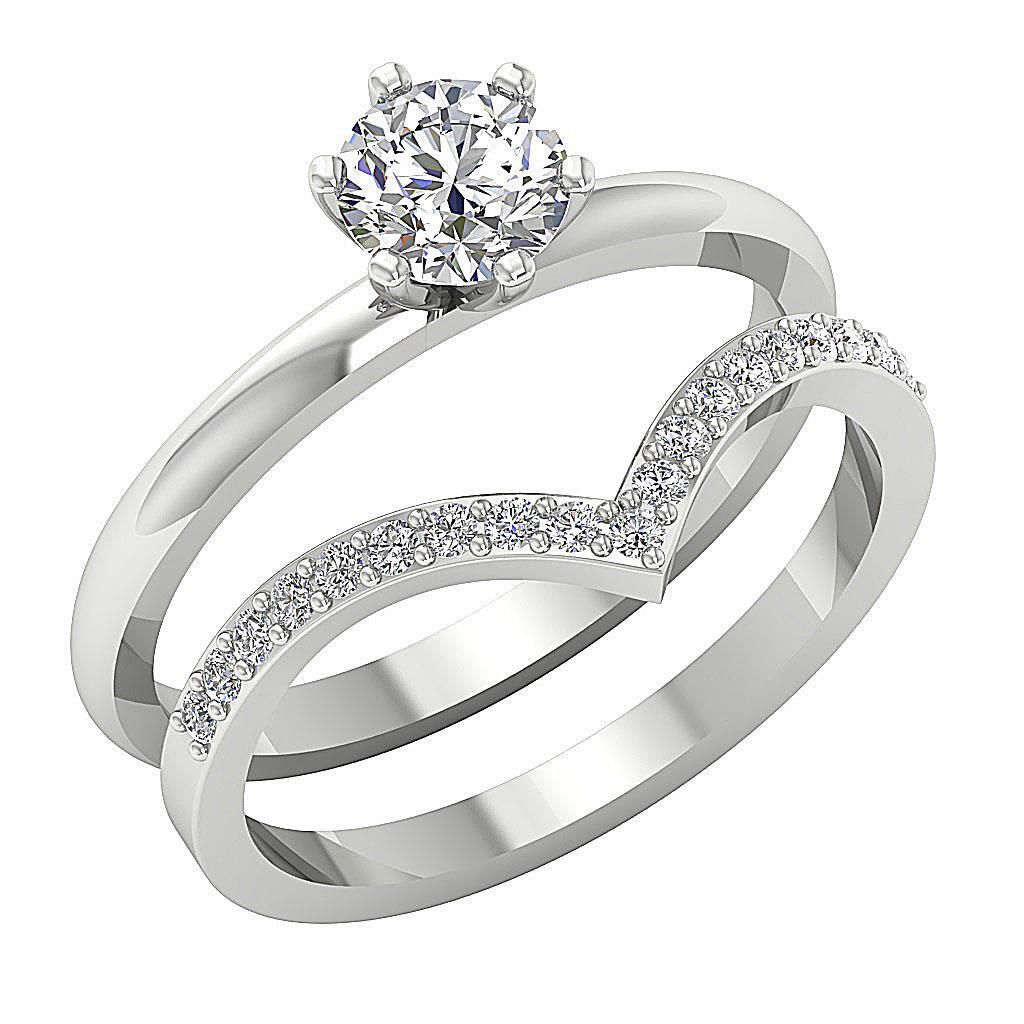 I1 G 1.10 Ct Natural Diamond 14k White Gold 11.00MM Bridal Anniversary Ring Set